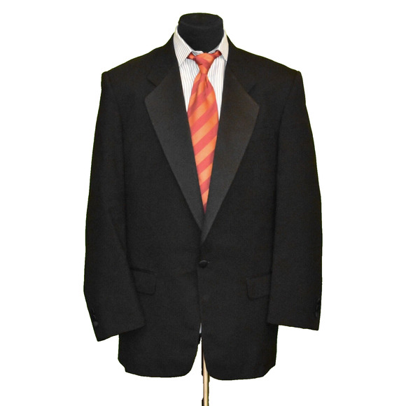 Pierre Balmain Other - B0 Auth PIERRE BALMAIN Black Wool Tuxedo Single Button Blazer Size 41 Long